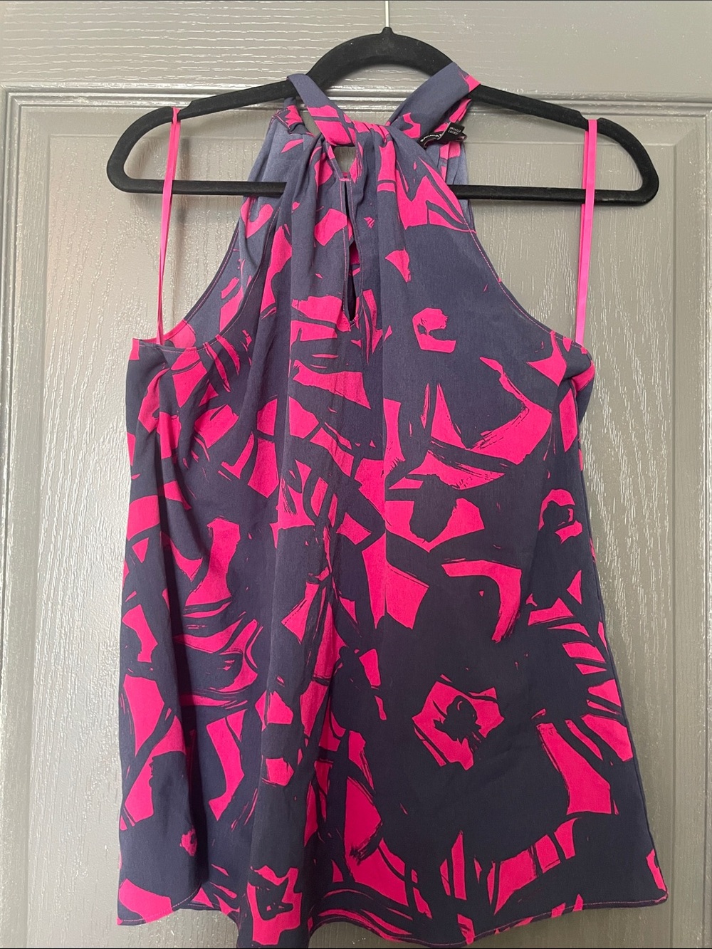 Banana Republic Pink and Navy Abstract Halter Tank